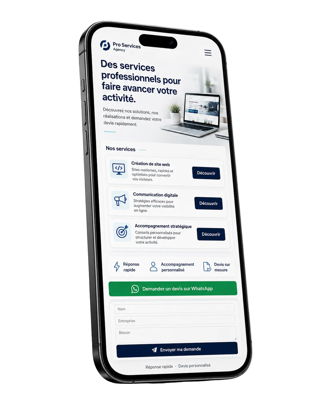 Mini-site Weltizone sur téléphone